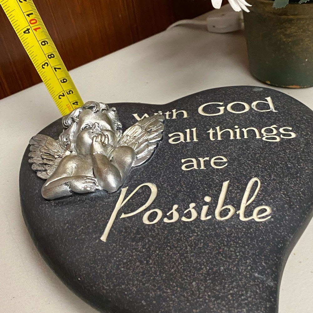 heart with silver cherub figure - With God all things are Possible - Picture 6 of 11